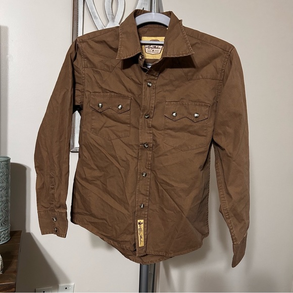 Larry Mahan Other - Larry Mahan Boys Snap Button Down Shirt Large 12 14 Brown Long‎ Sleeve